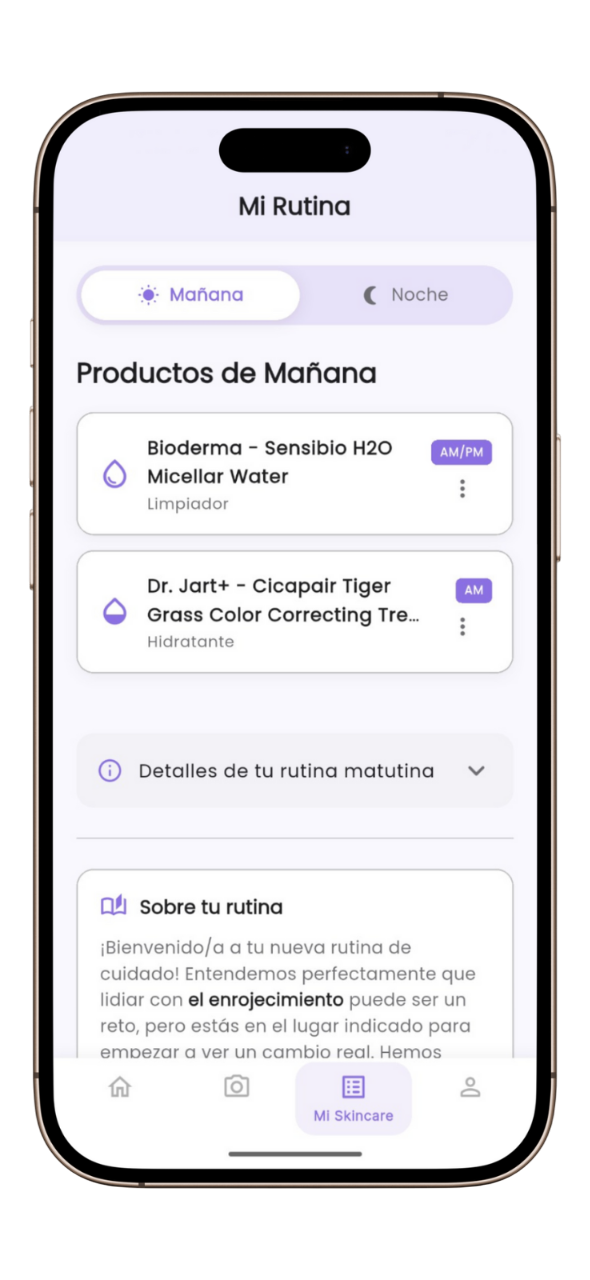 Rutina de mañana en MyGlowApp